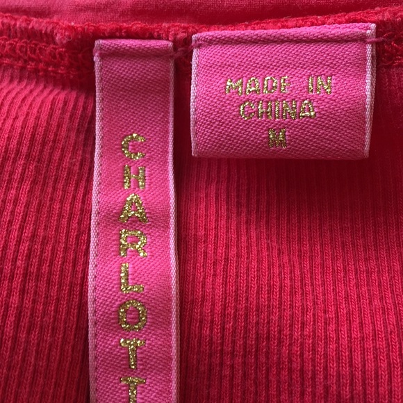 Charlotte Tarantola red 100% stretch ribbed cotton - Picture 5 of 8